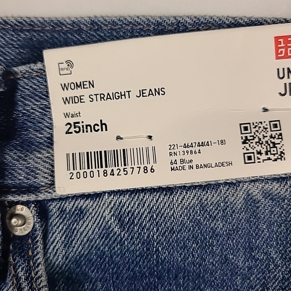 NWT Uniqlo Women’s Wide Straight Jeans Size 25 - Picture 3 of 6